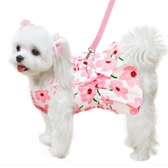 ABRRLO robe-chien rose floral avec doublure maille respirante pour le confort estival.