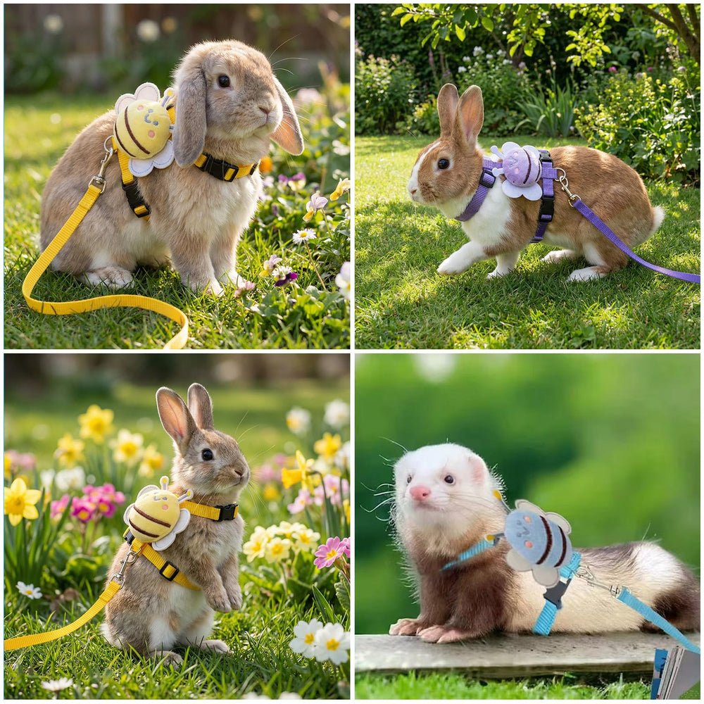 Harnais ABSOK lapin rose avec abeilles, matière douce