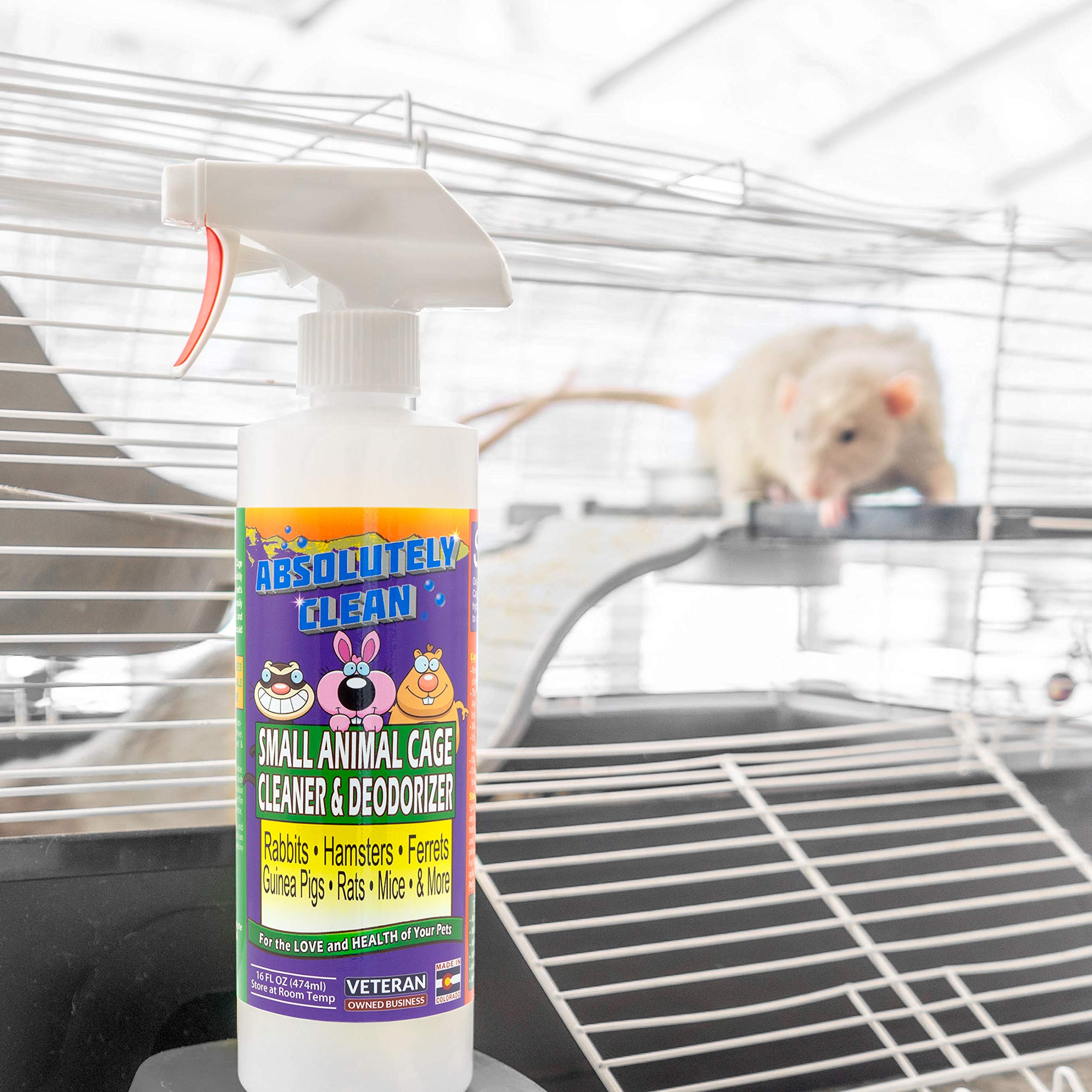 Absolutely Clean – nettoyant pour cages de rongeurs, usage pratique et sûr.