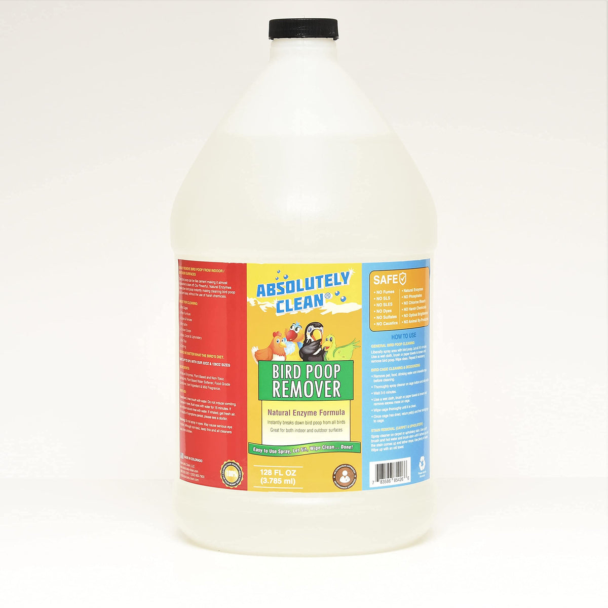 Absolutely Clean nettoyant déjections d'oiseaux – enzymes rapide, surface extérieure propre.