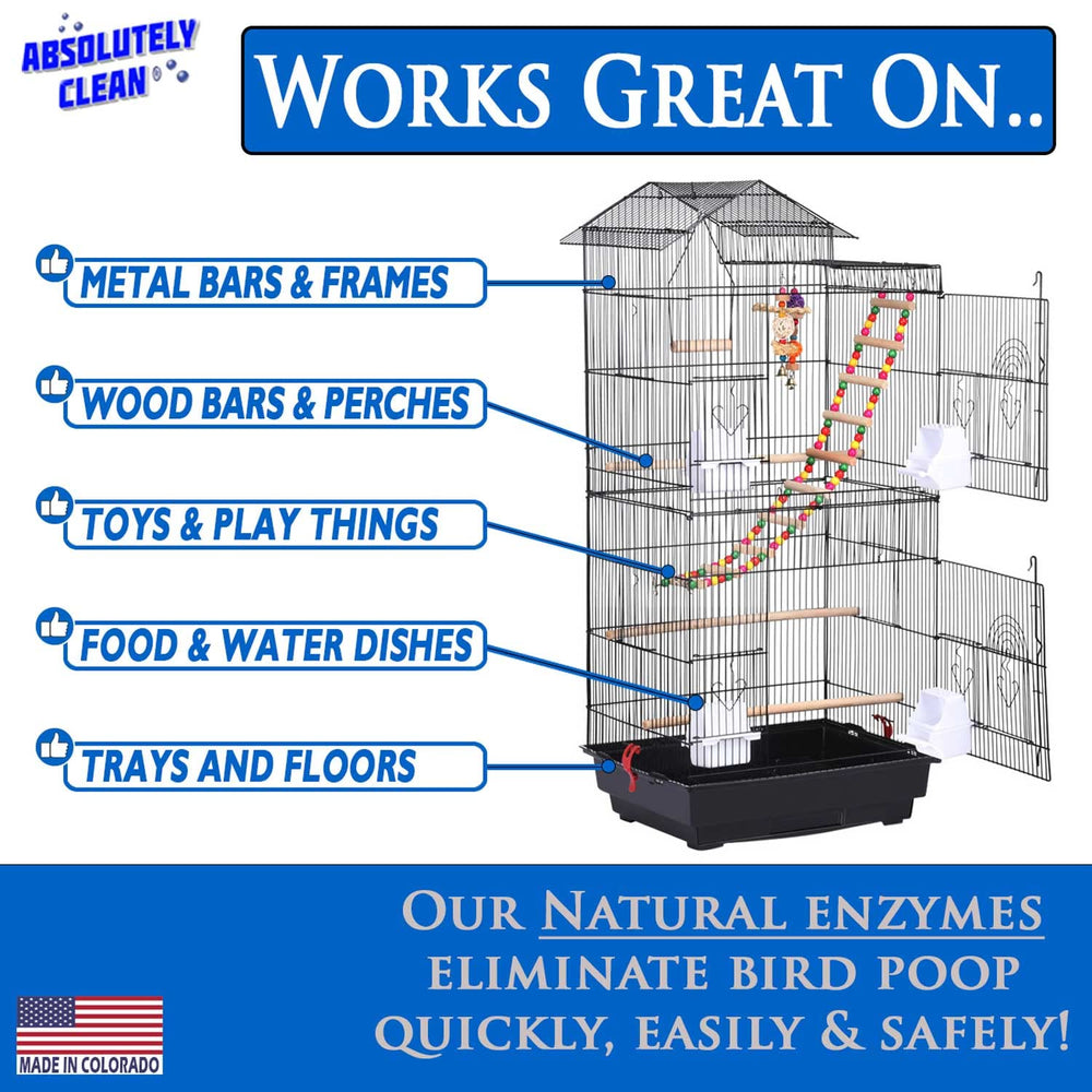 Absolutely Clean nettoyant surface cage oiseaux idéal pour perchoirs et murs.