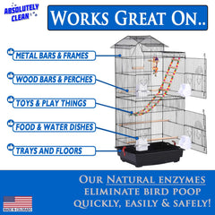 Absolutely Clean nettoyant surface cage oiseaux idéal pour perchoirs et murs.