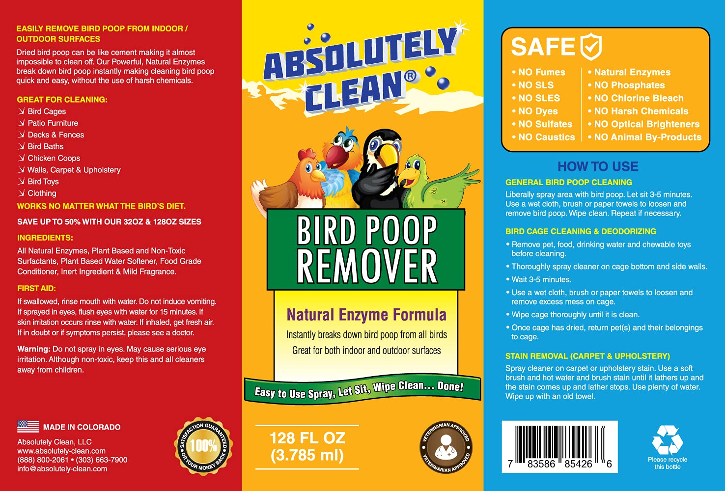 Absolutely Clean produit fabriqué Etats-Unis pour usage intérieur et extérieur.