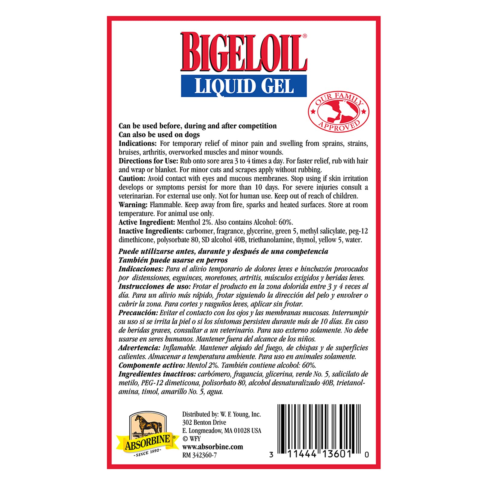 Absorbine Bigeloil Gel – massage ciblé pour confort après effort.