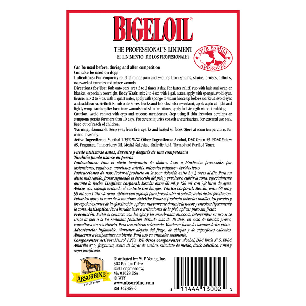 Absorbine Bigeloil Liniment, application topique rafraîchissante après l effort.