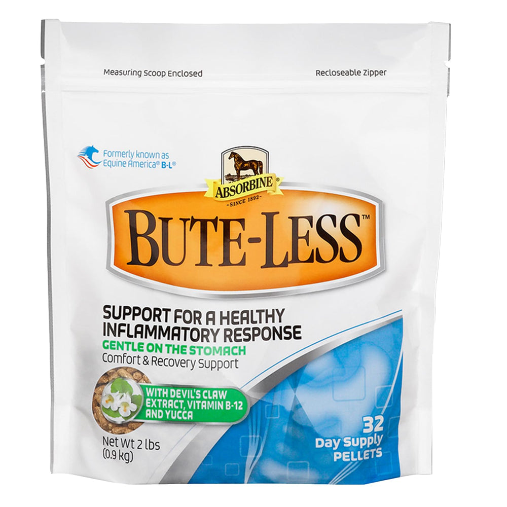 Absorbine Bute-Less emballage: présentation pratique pour le dosage quotidien.