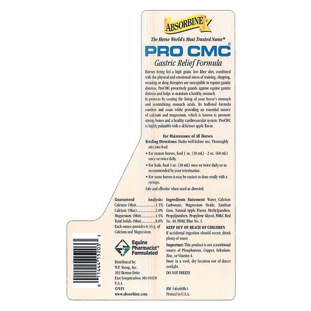 Absorbine PRO CMC étiquette montrant la saveur pomme et ses avantages potentiels