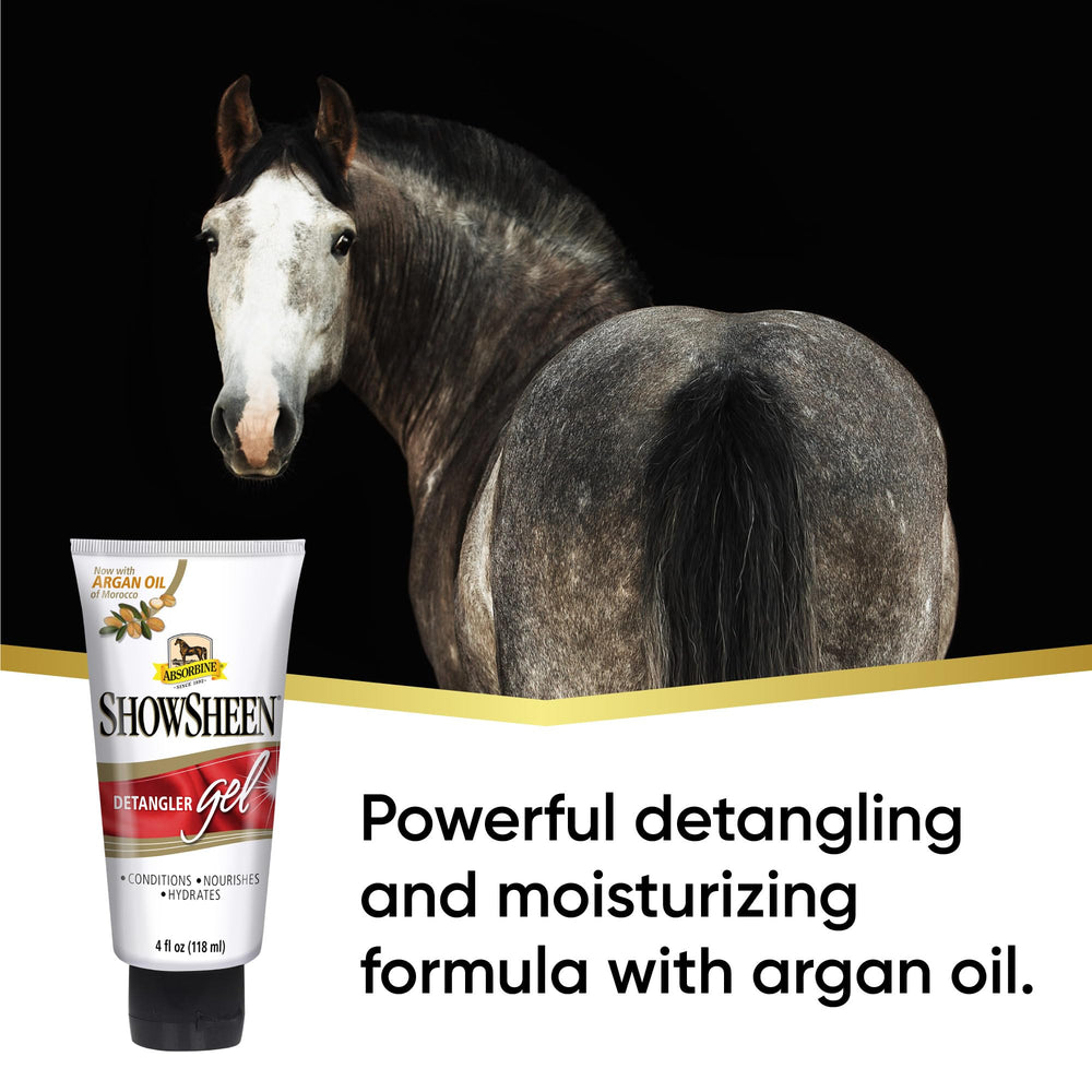 Absorbine ShowSheen démêlant argan: applicateur infusion pour application ciblée.