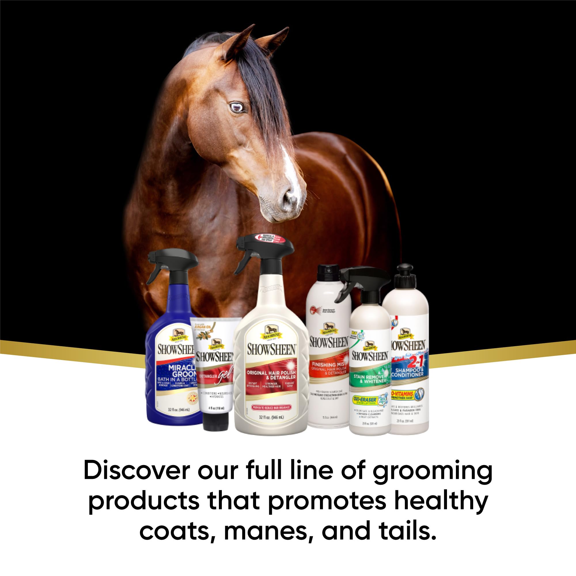 Absorbine ShowSheen démêlant argan: démonstration de démêlage sur crinière.
