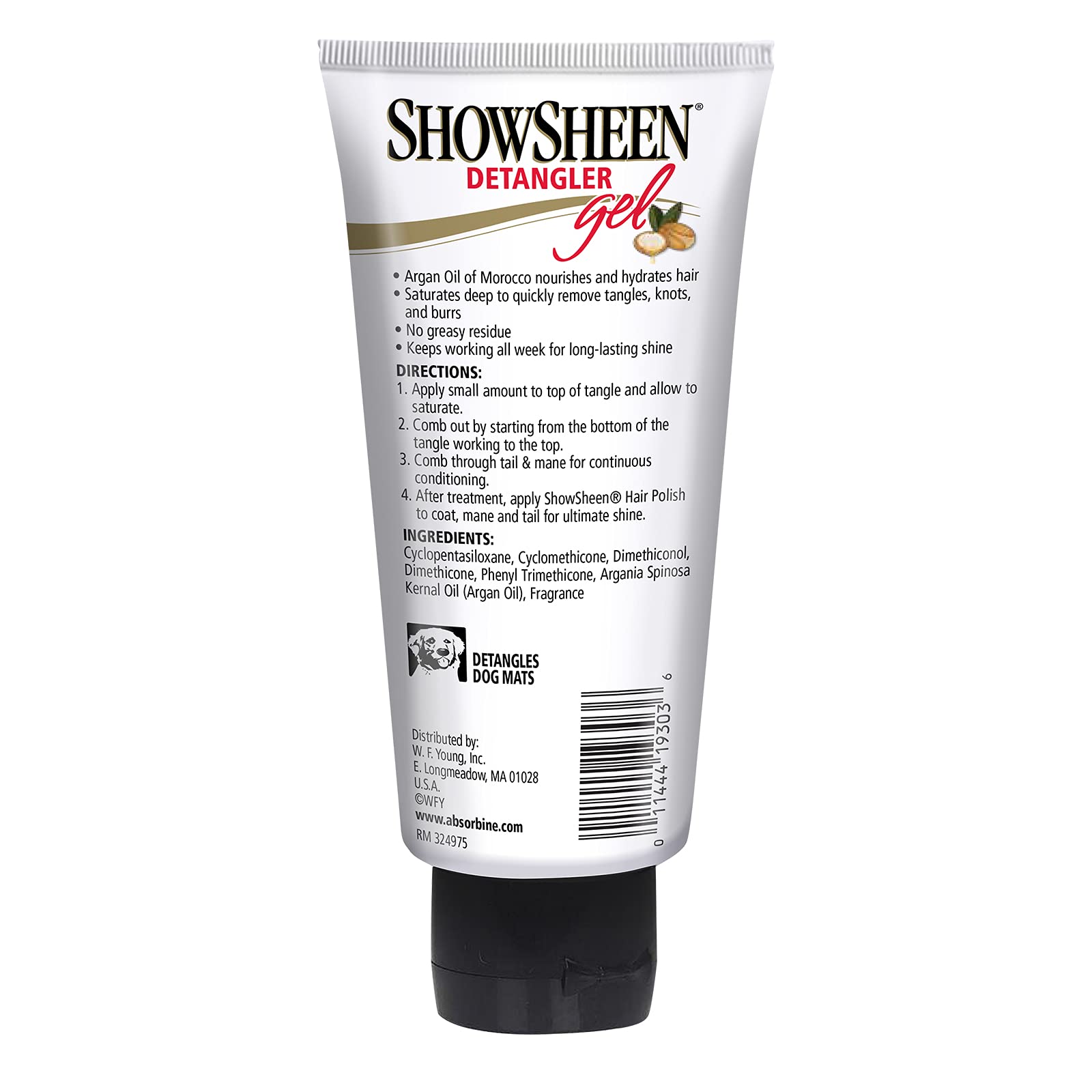 Absorbine ShowSheen démêlant argan: pelage lumineux et doux après soin.