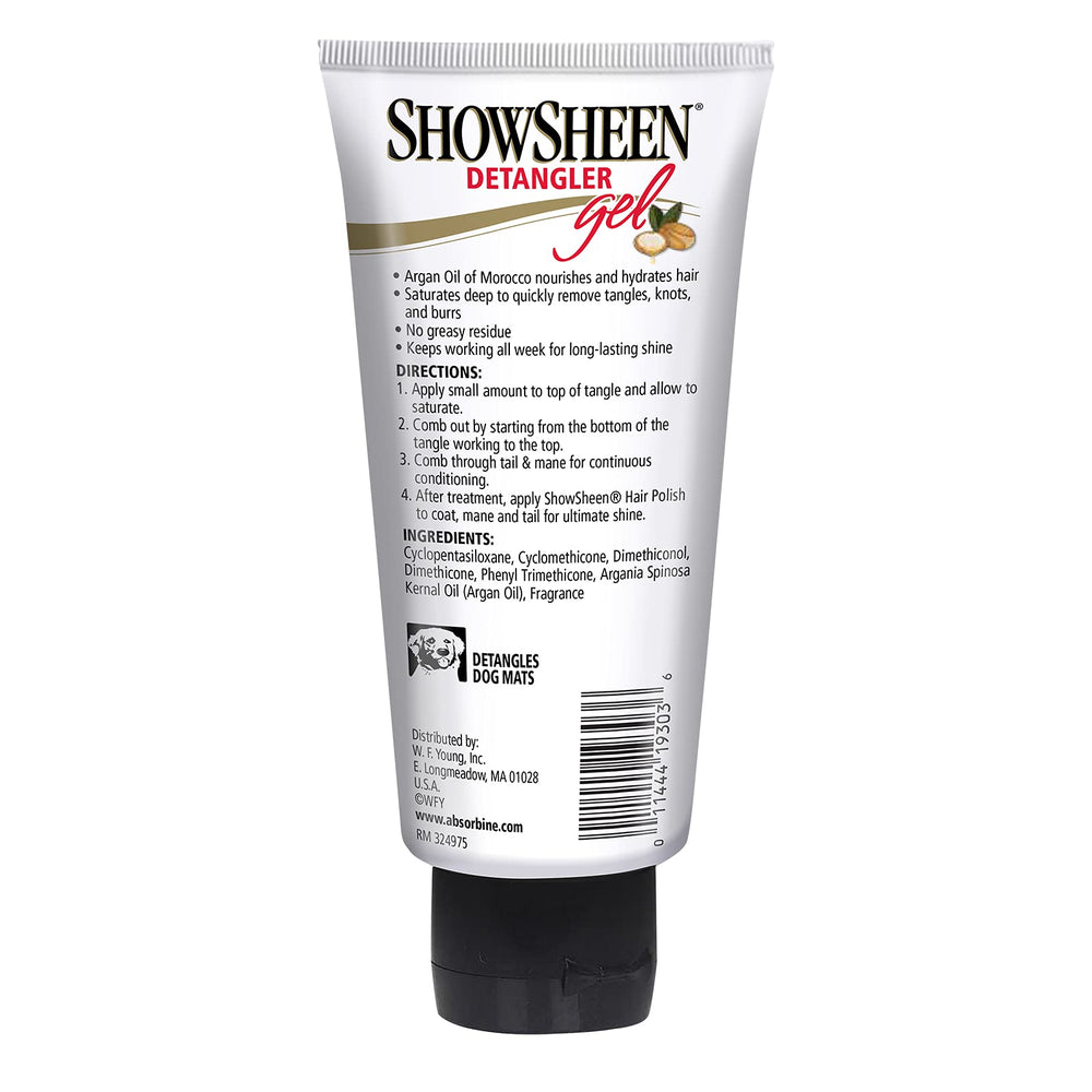 Absorbine ShowSheen démêlant argan: pelage lumineux et doux après soin.