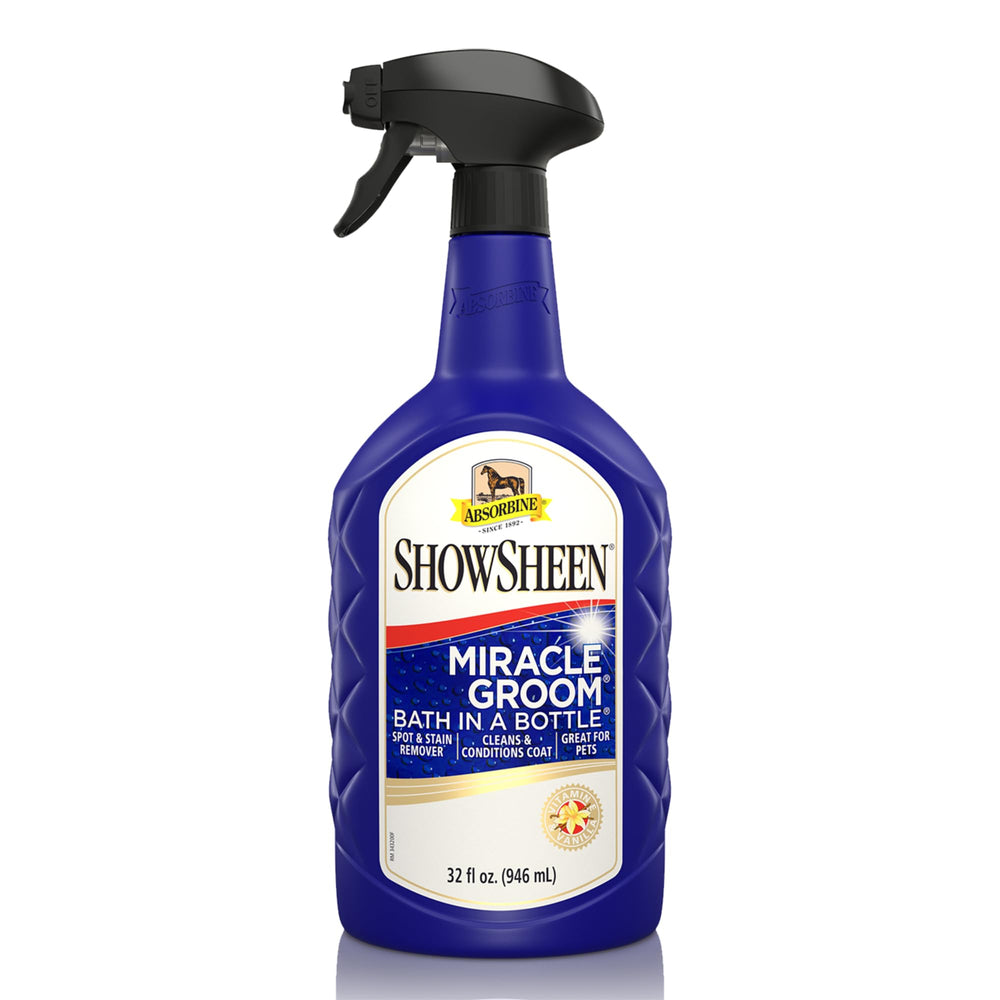 Absorbine ShowSheen Miracle Groom: bain en bouteille prêt à l’emploi pour un nettoyage sans rinçage.