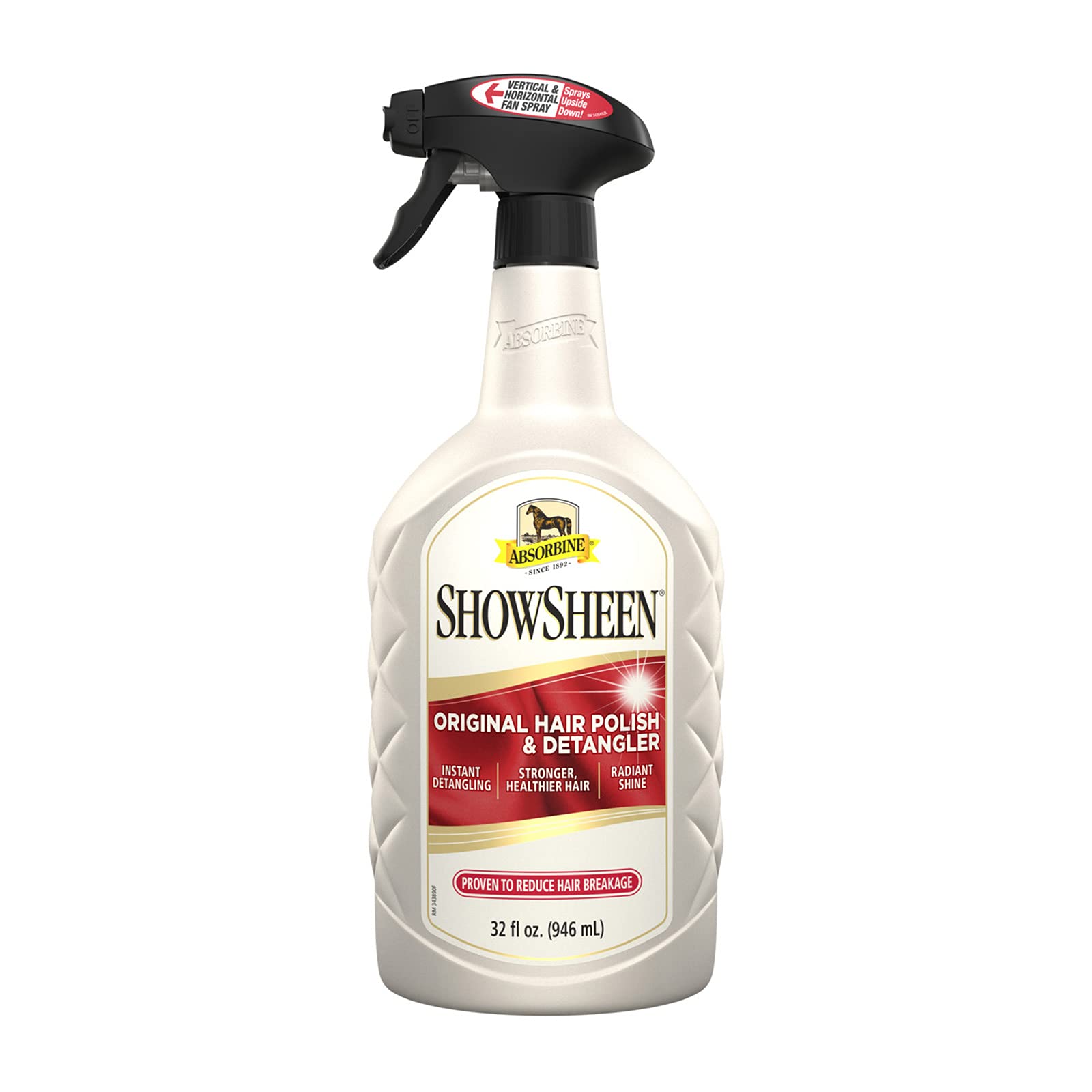 Absorbine ShowSheen utilisable sur chevaux et chiens avec résultats élégants.