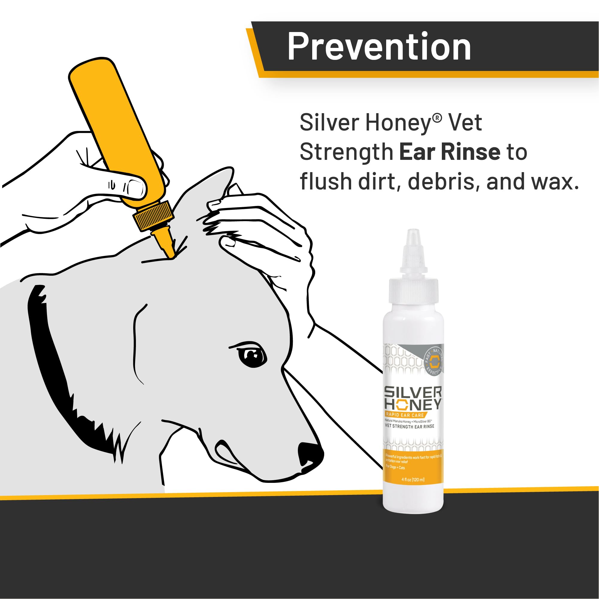 Absorbine Silver Honey application-oreilles montrant l’usage.