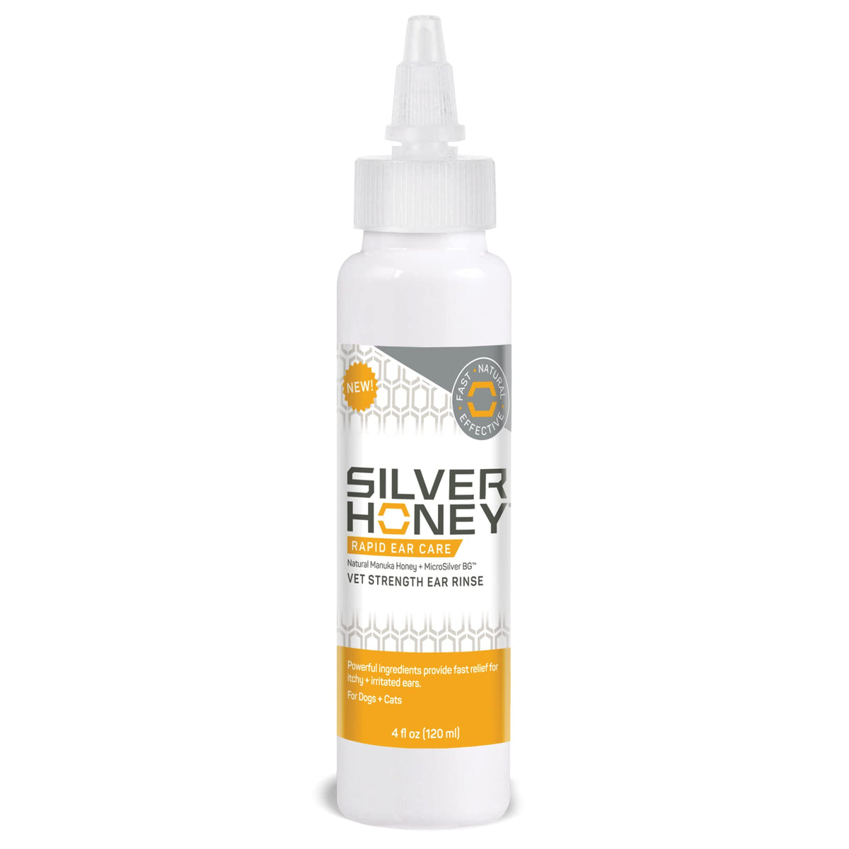 Absorbine Silver Honey rincage-oreilles: présentation de la bouteille de 4 oz.