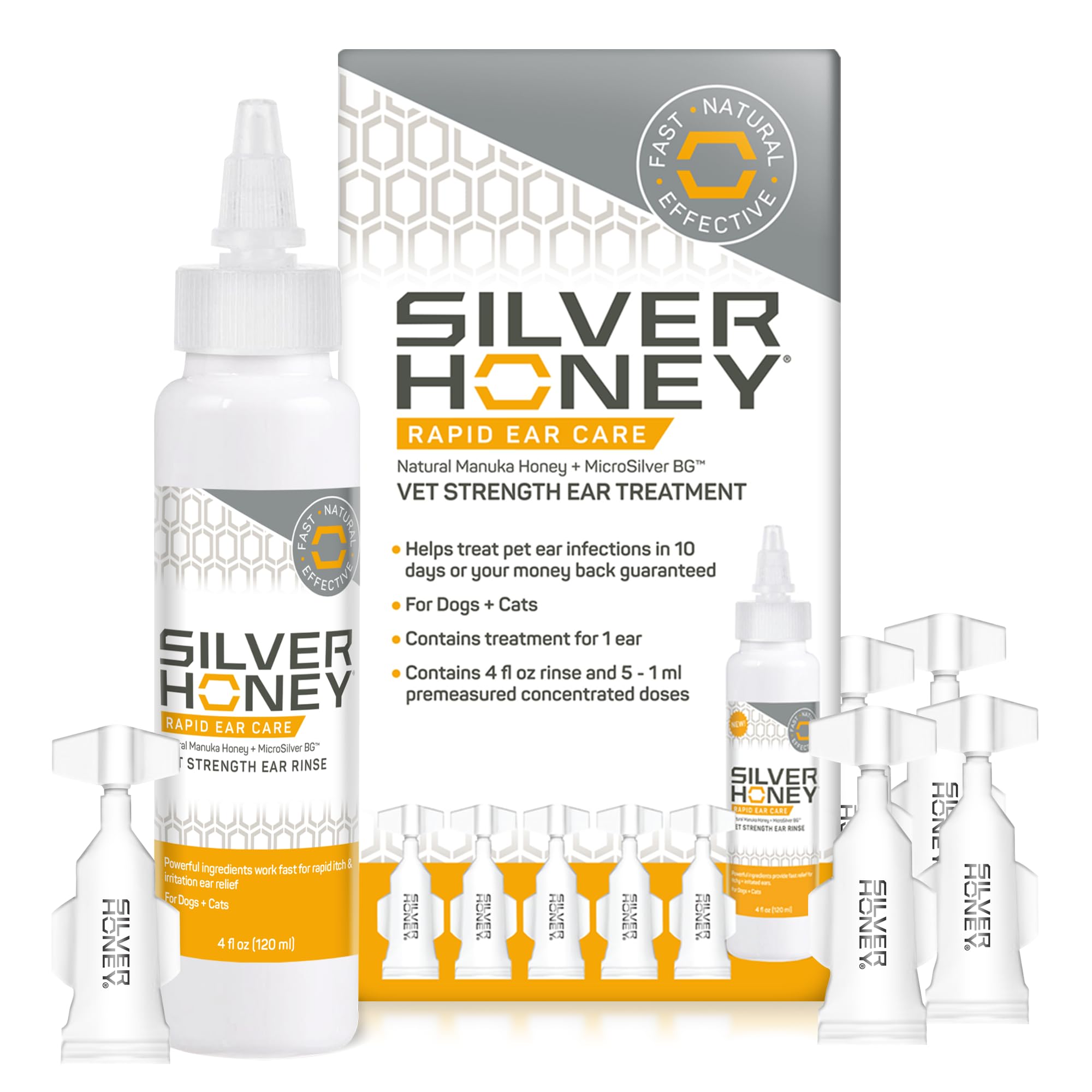 Absorbine Silver Honey – Solution sans parfum, adaptée aux oreilles sensibles.