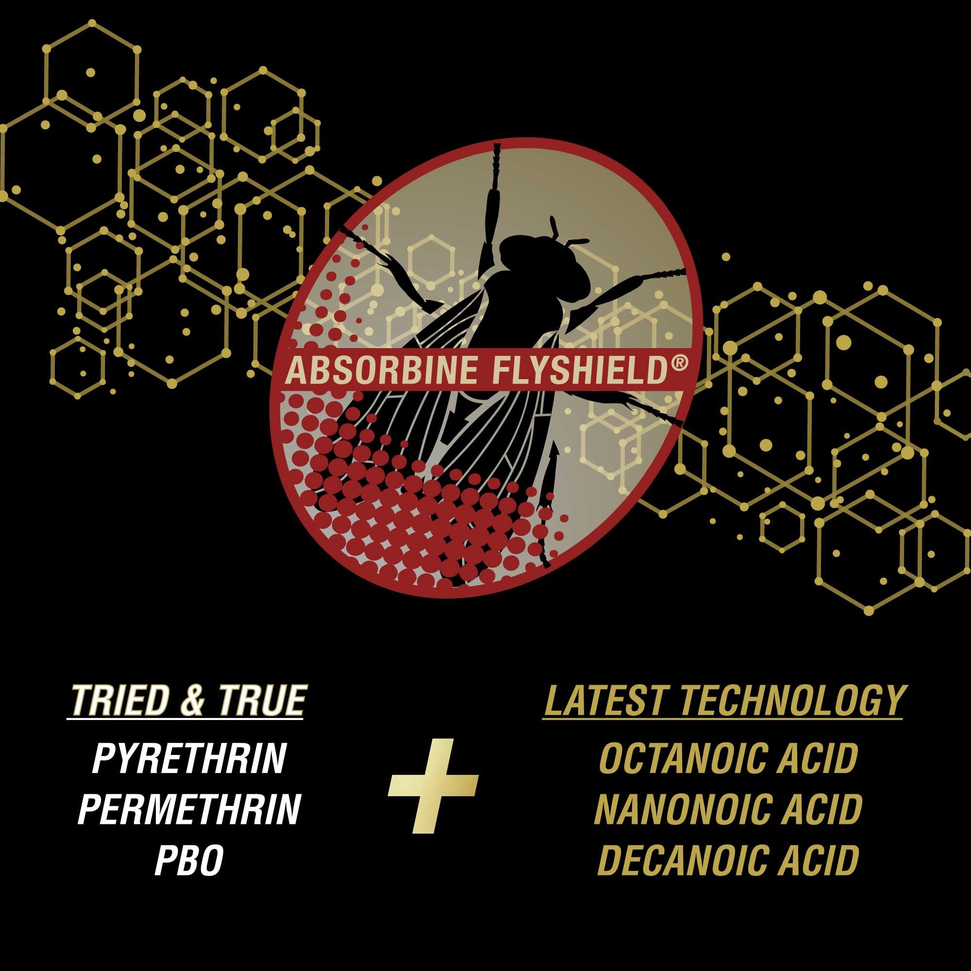 Absorbine UltraShield Gold: spray pratique pour cheval, offre une protection durable en écurie.