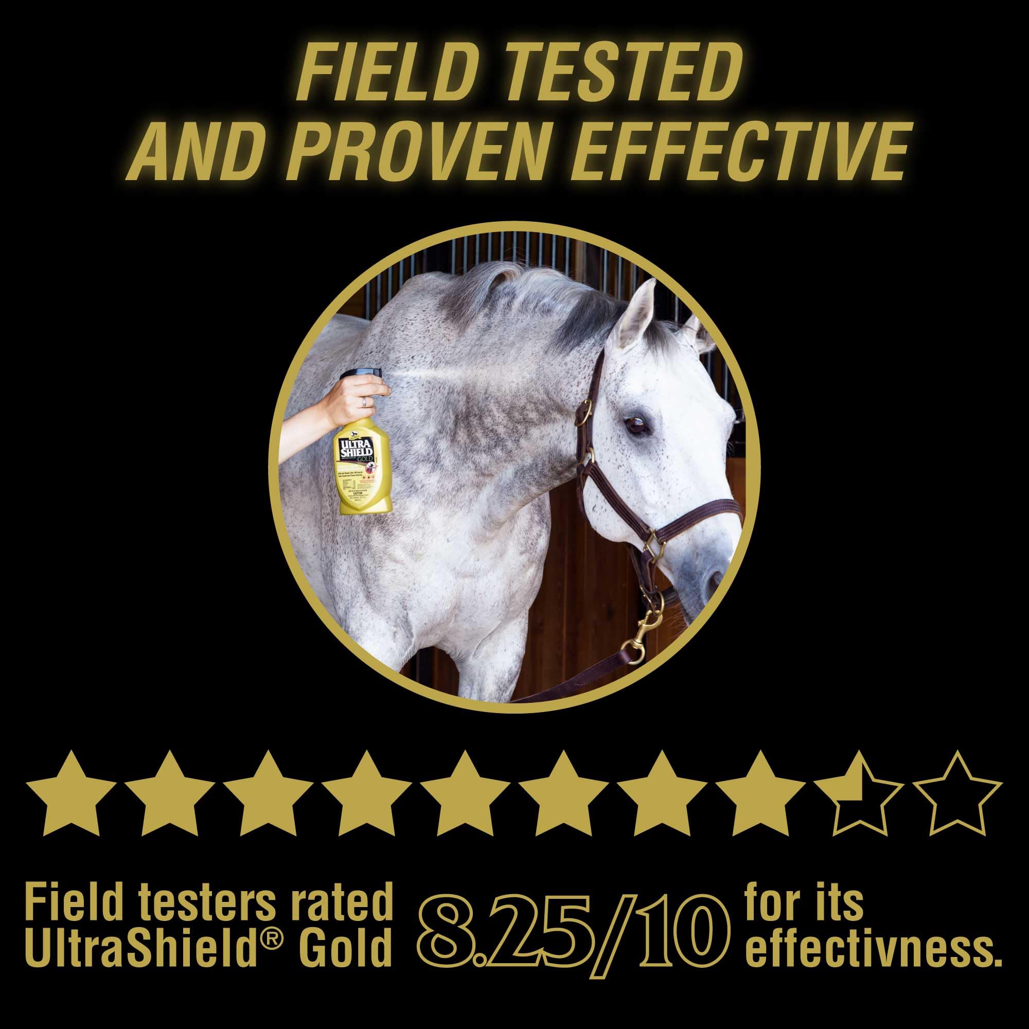 Absorbine UltraShield Gold: technologie anti-insectes avancée et testée sur le terrain.