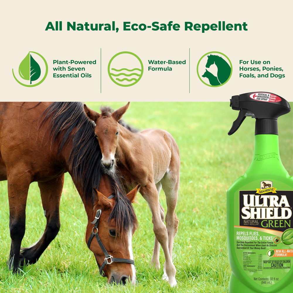 Absorbine UltraShield Green: application cheval et chien pour une protection pratique.