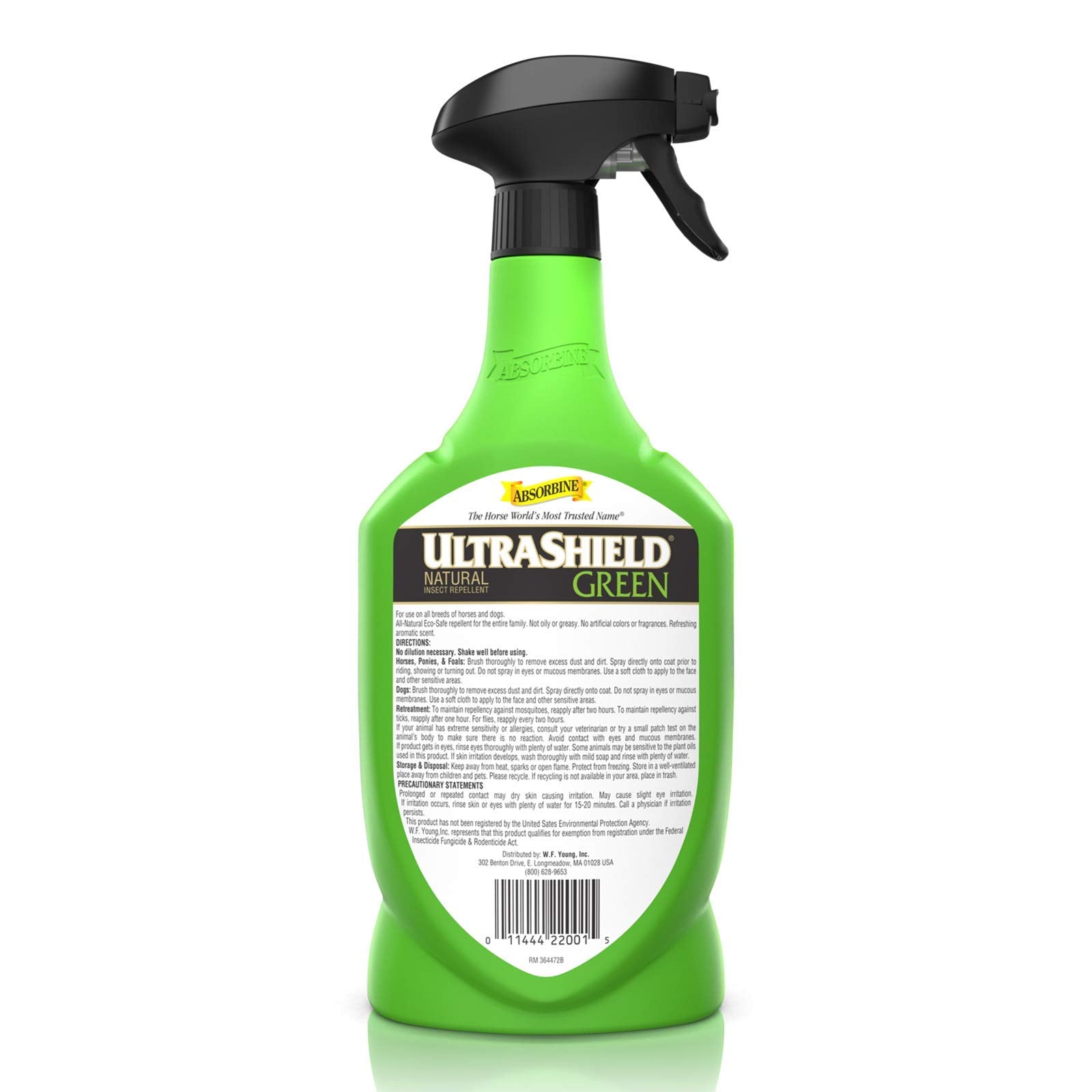 Absorbine UltraShield Green: utilisation quotidienne sur cheval et chien.