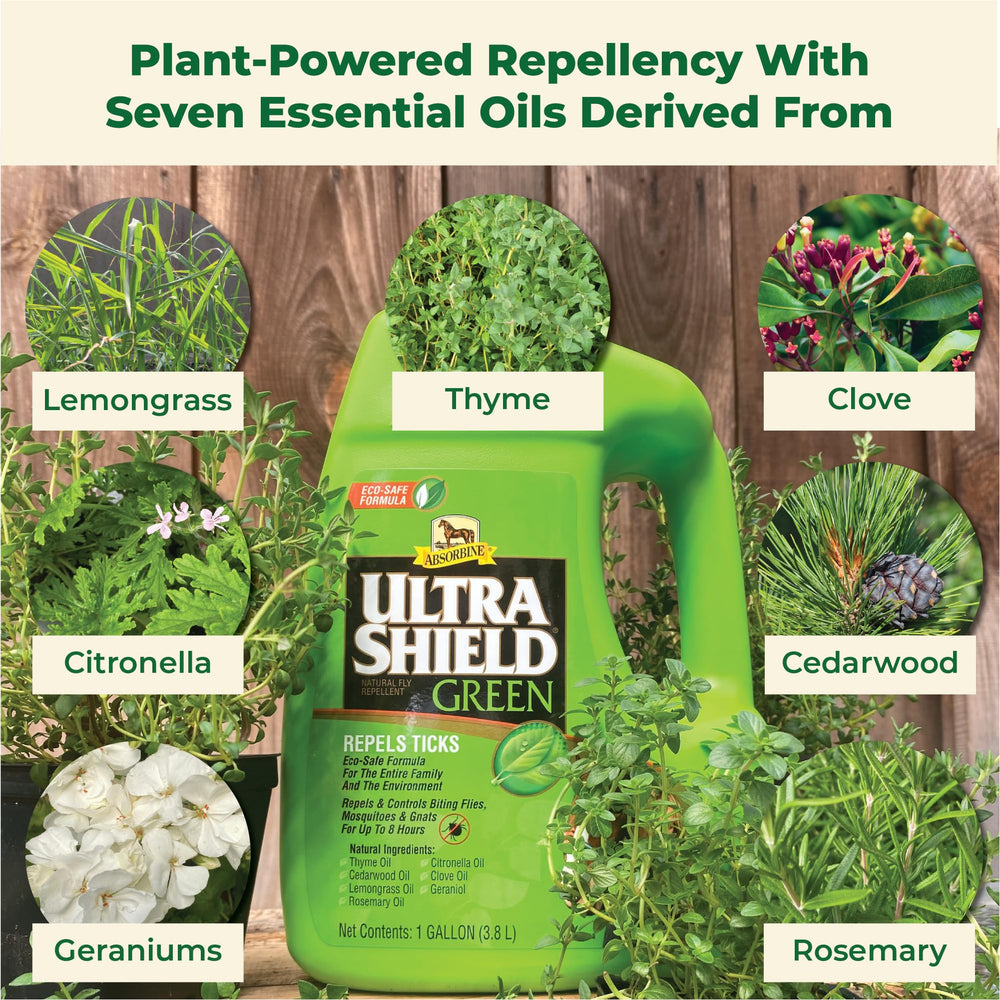 Absorbine UltraShield: protection naturelle contre mouches et moustiques sans résidus forts.