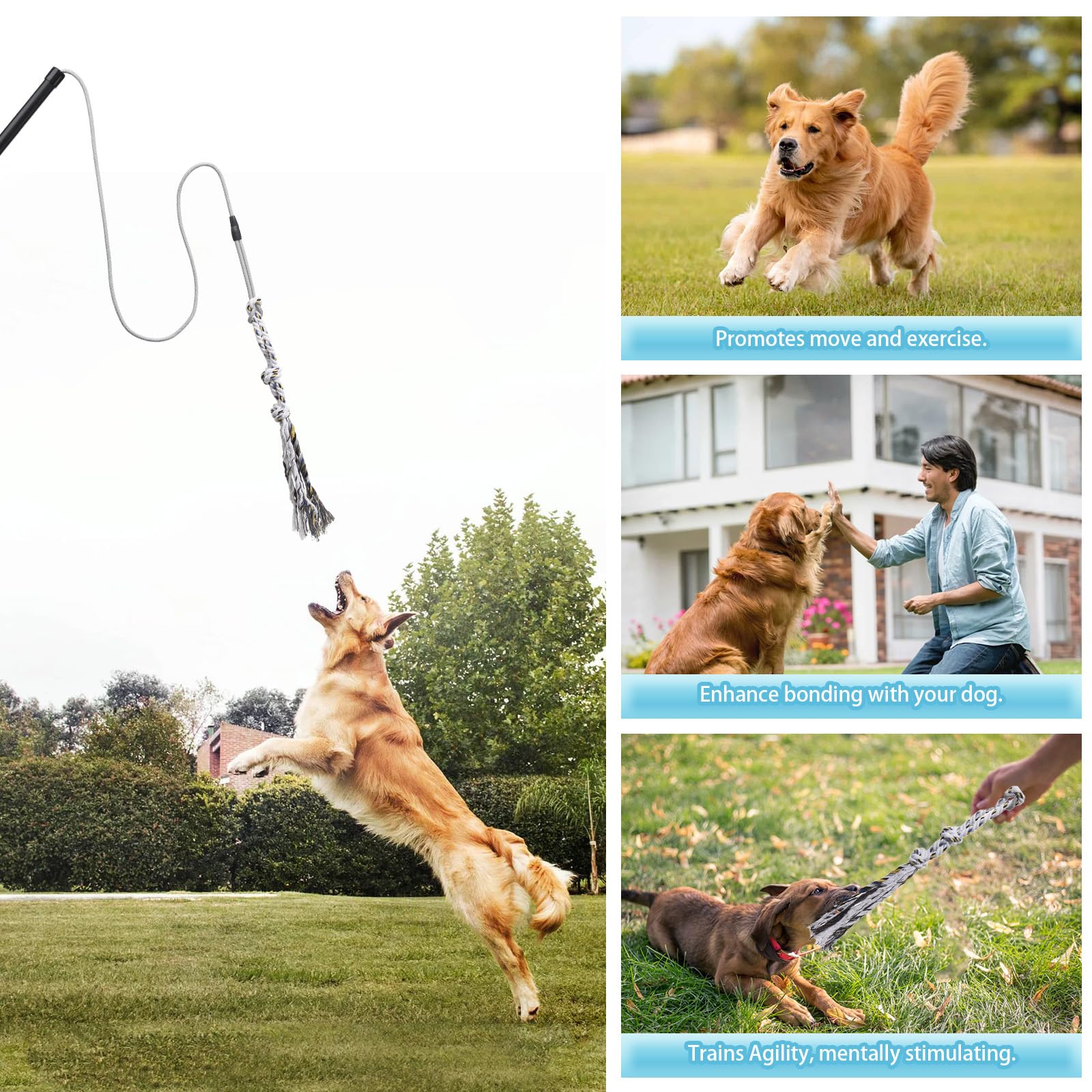 ABtool Flirt Pole corde durable, résistance élevée pour les poursuites et jeux de traction.