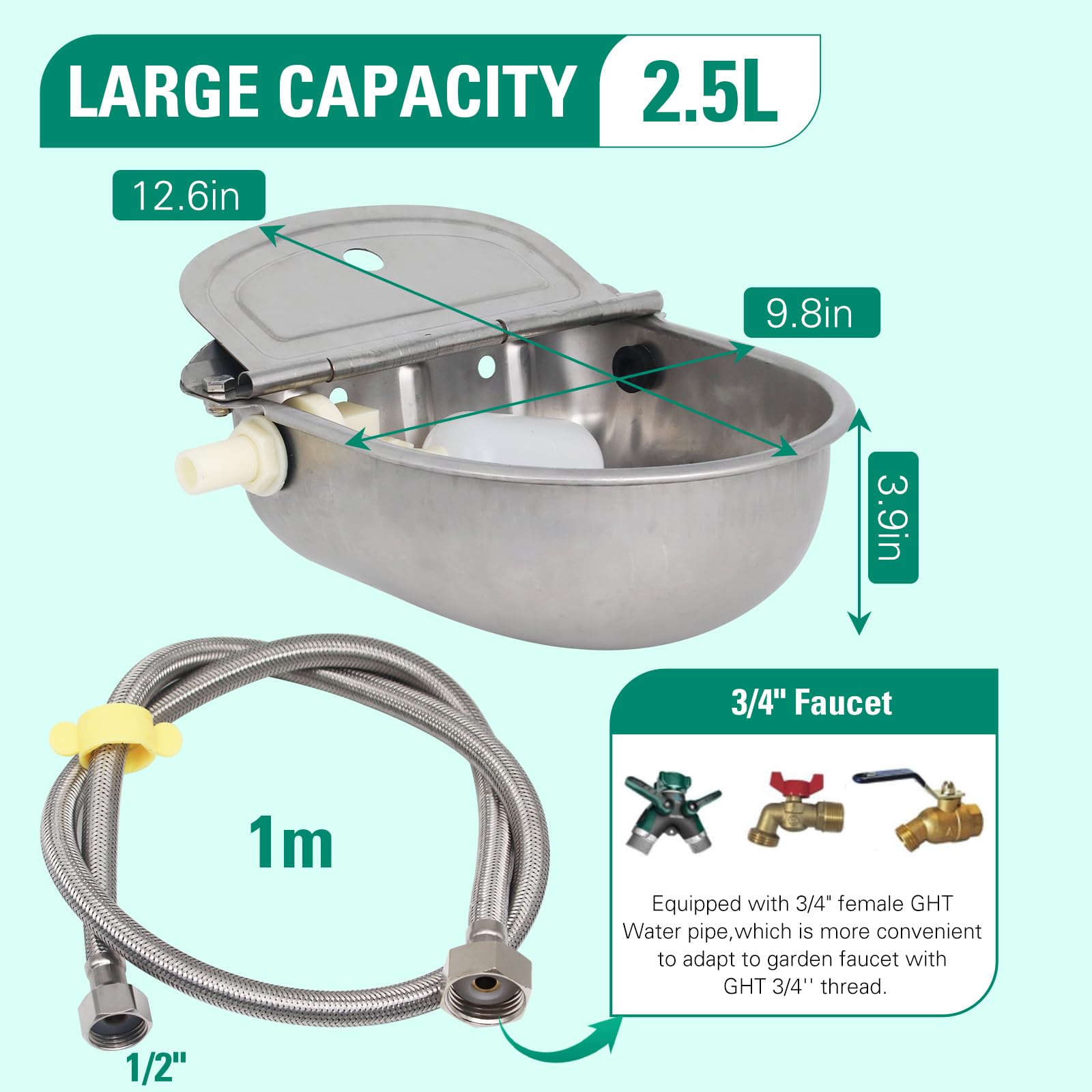 Abustle Pig flotteur-ballon-eau assure une régulation fiable du niveau d'eau.