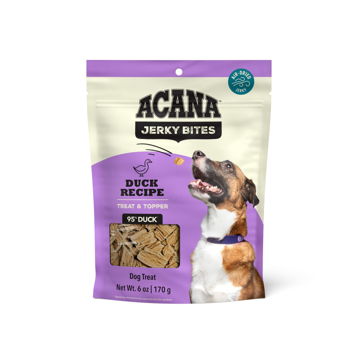 Bouchées ACANA Canard – emballage visible, snack riche en protéines pour chien.