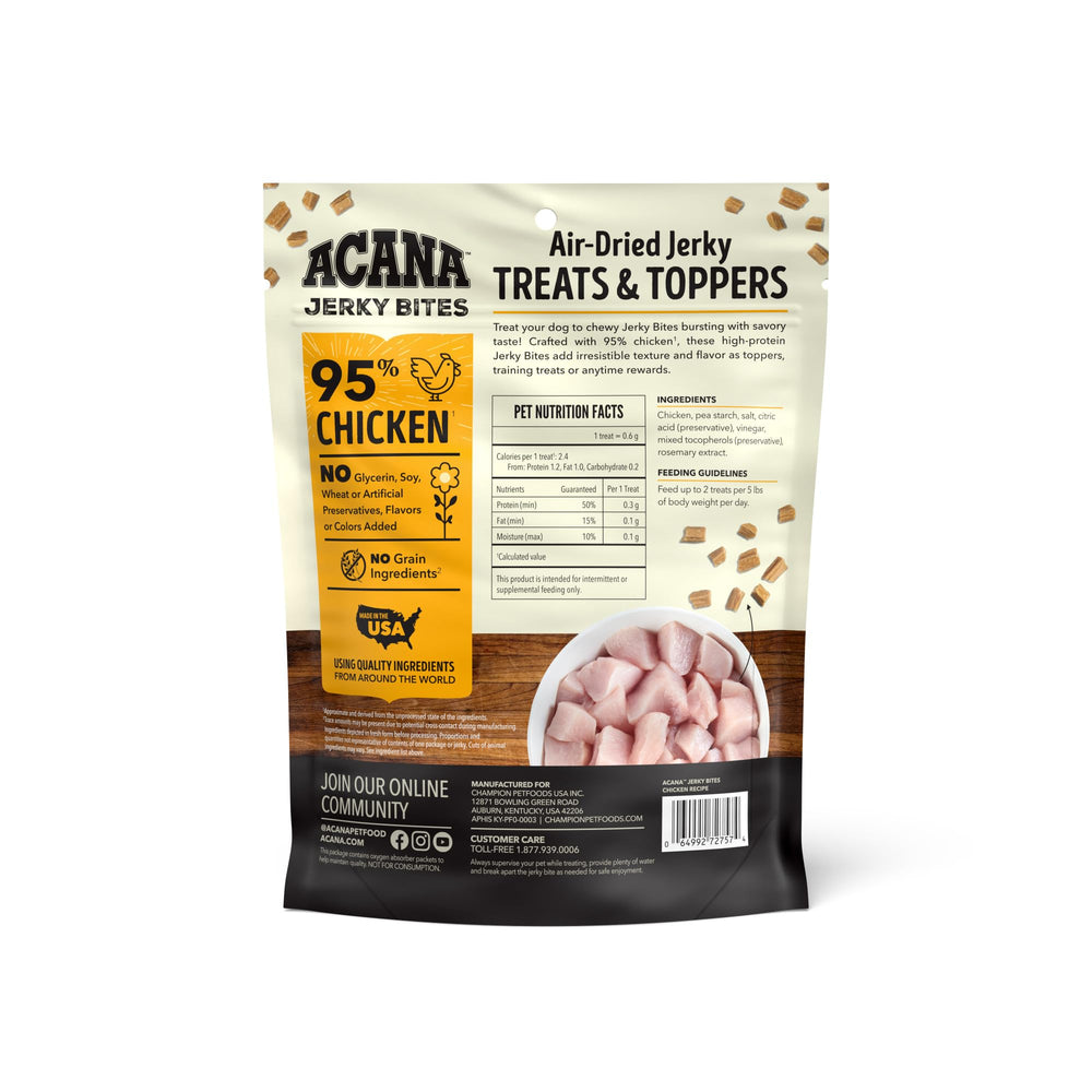 ACANA Bouchées de viande séchée au poulet : complément idéal pour garnir les repas et varier les goûts.