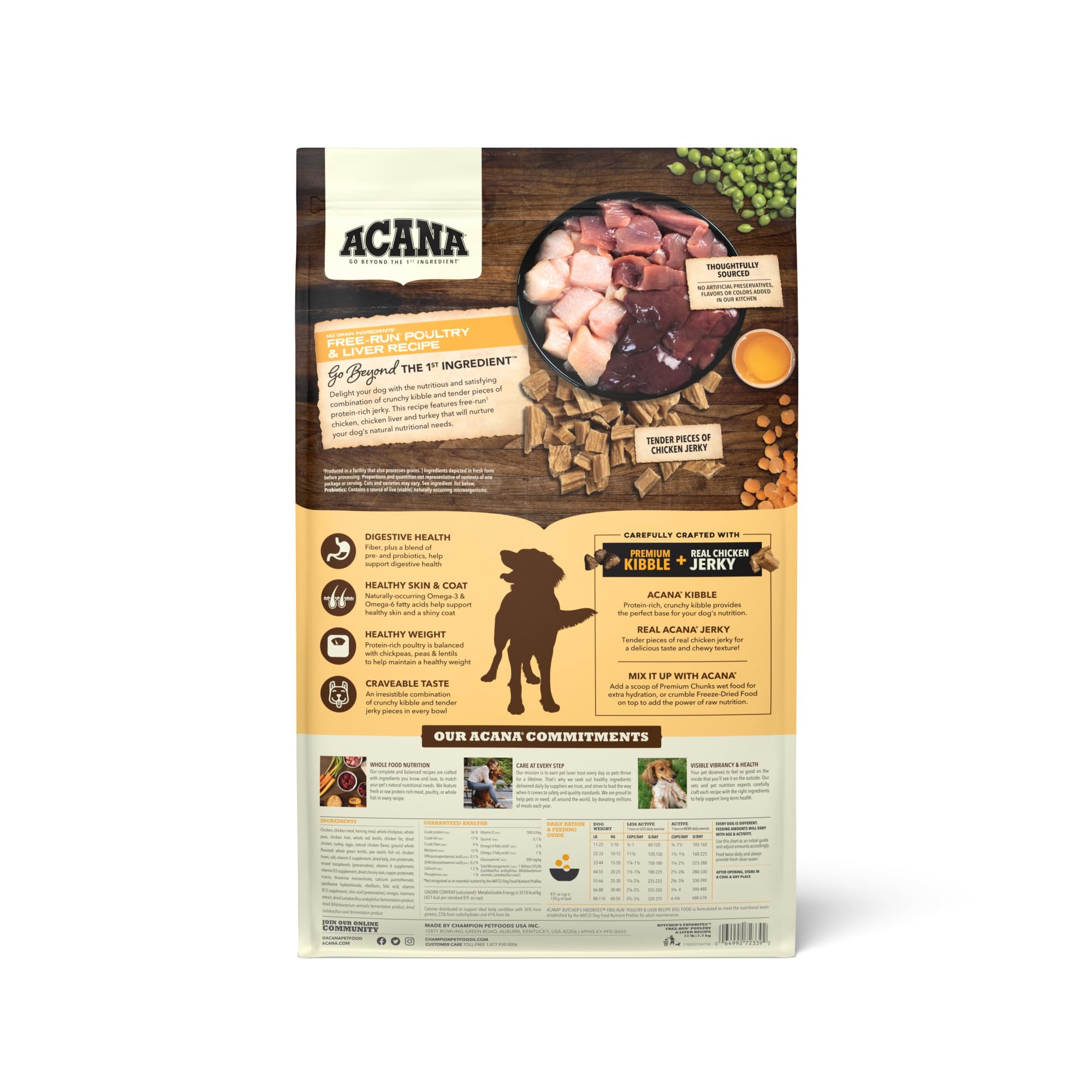 ACANA Butcher’s Favorites croquettes poulet et foie, texture savoureuse.