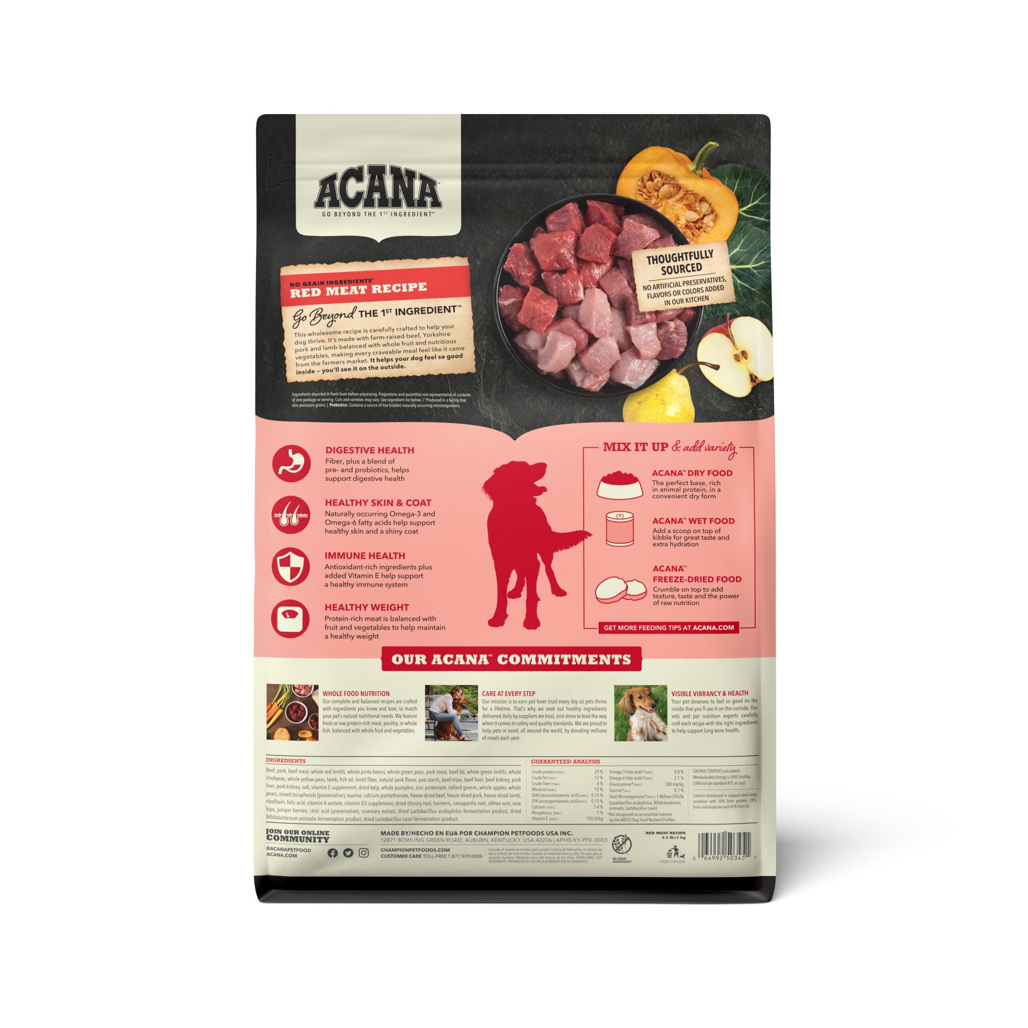 ACANA croquettes sans cereales: texture croustillante pour chiens exigeants.