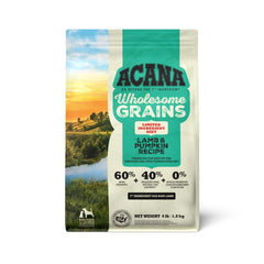ACANA Grains Agneau et Potiron, sac 4 lb, croquettes riches en protéines pour chiens.