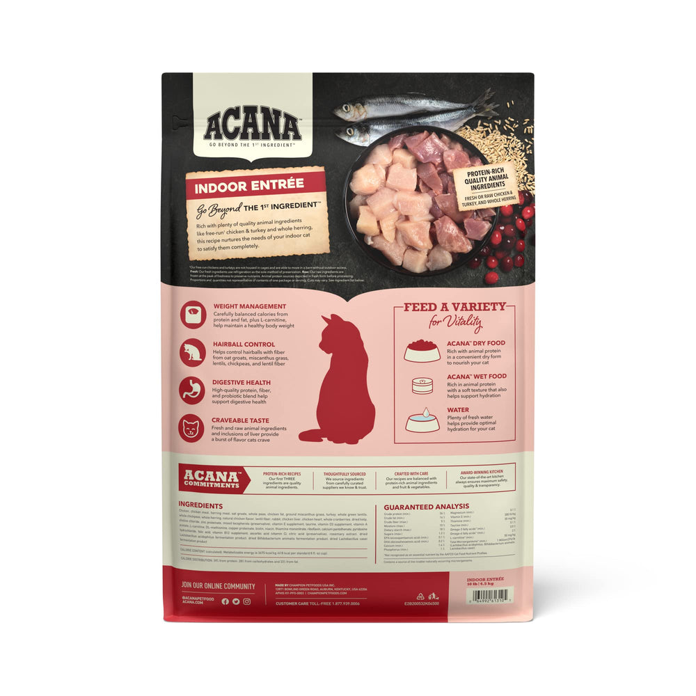 ACANA Indoor Entree hareng entier: saveur naturelle pour chat et texture croquante.