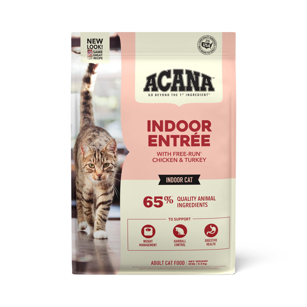ACANA Indoor Entree: croquettes poulet et dinde pour chat d’intérieur, protéines élevées.