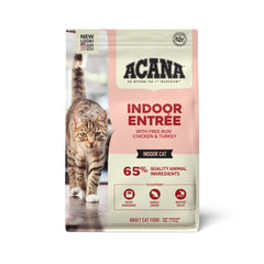 ACANA Indoor Entrée croquettes: poulet et dinde, hareng et lapin, parfaites pour chats d’intérieur.