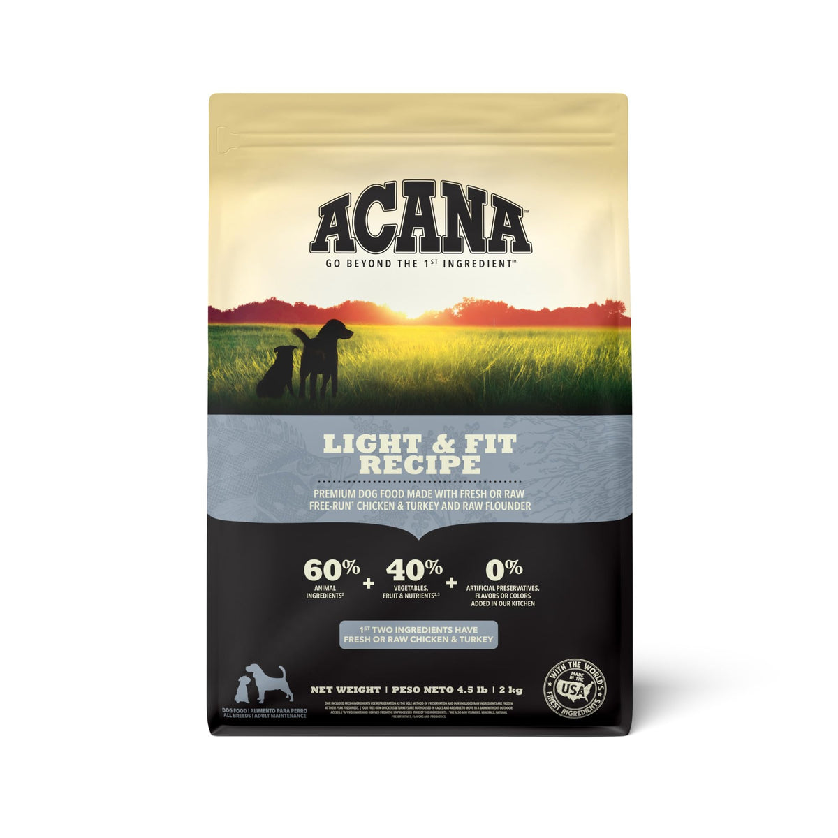 ACANA Light & Fit sac 4,5 lb pour chien, pratique et équilibré.