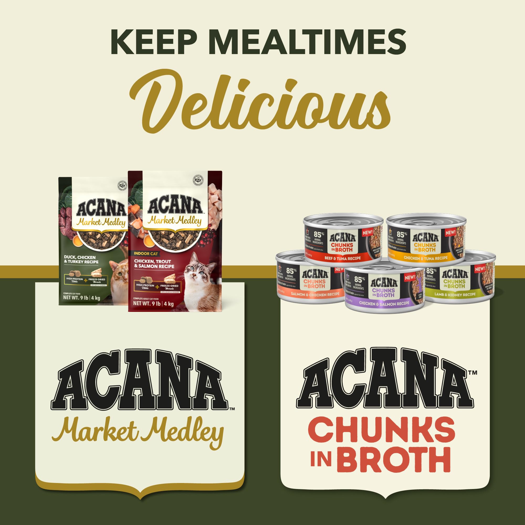 ACANA Market Medley mélange croquettes et morceaux pour varier les repas.