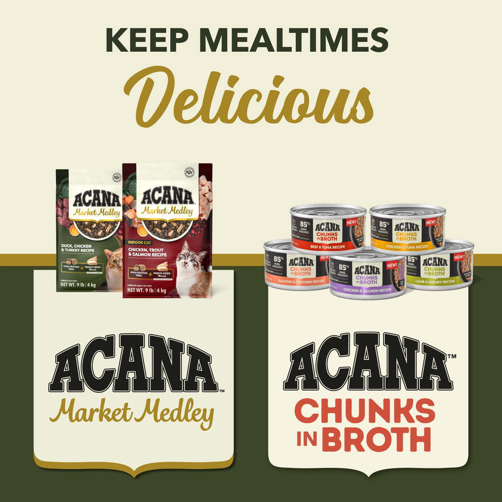 ACANA Market Medley mélange croquettes et morceaux pour varier les repas.