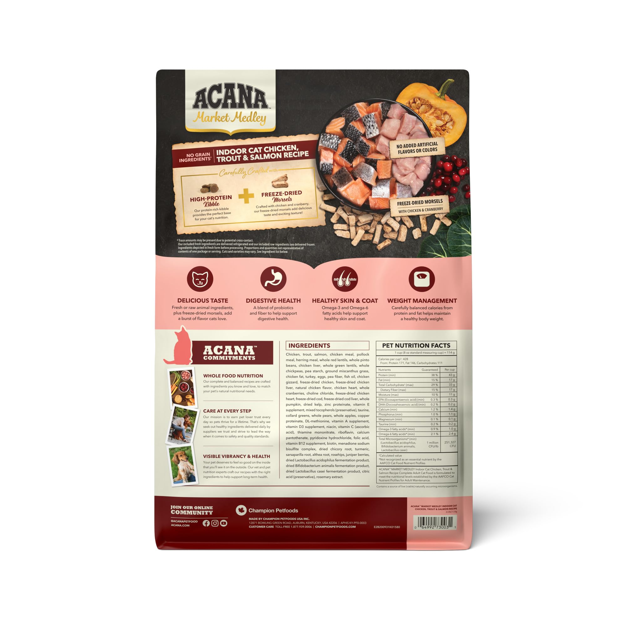 ACANA Market Medley Morceaux lyophilisés poulet et canneberge — texture variée et plaisir sensorial