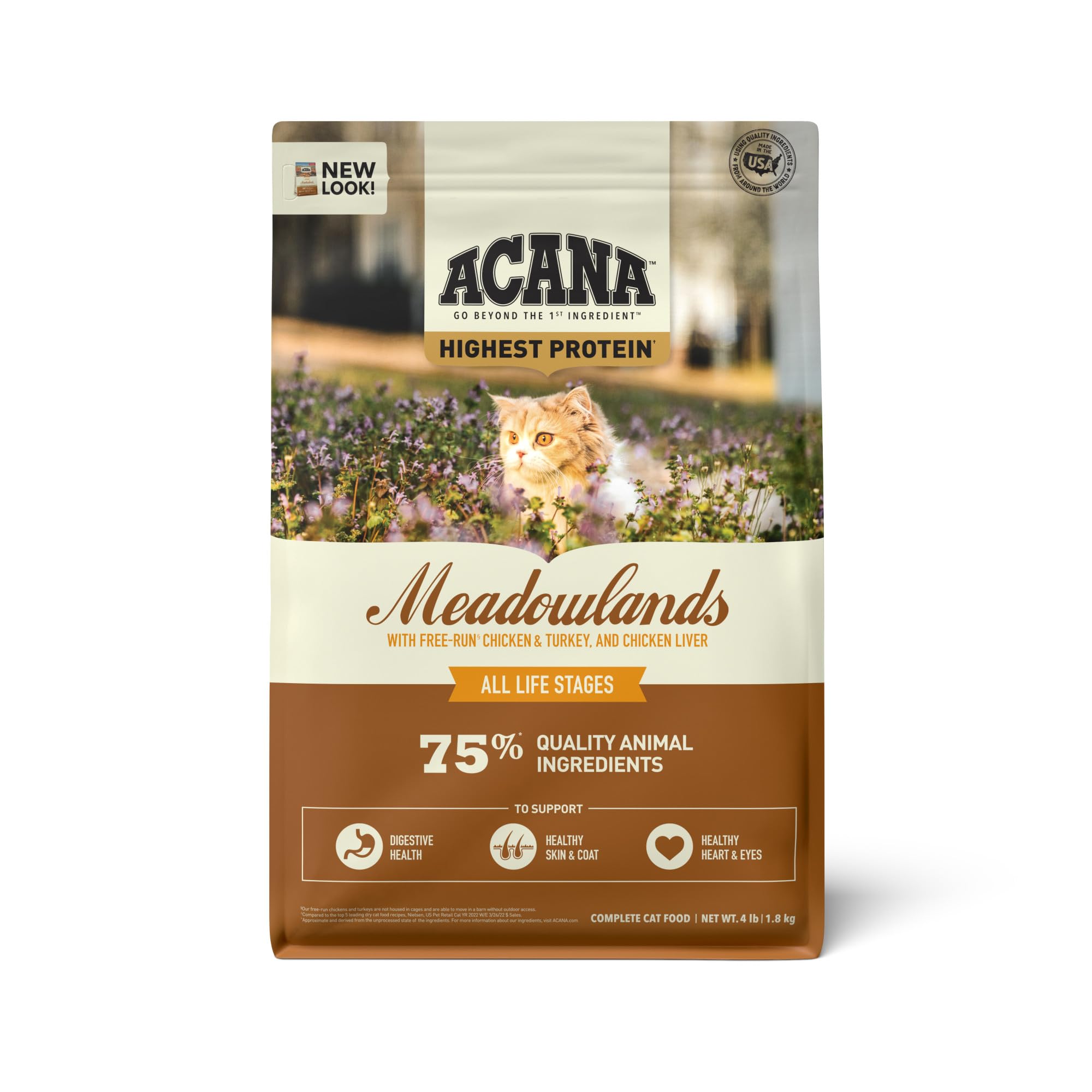 ACANA Meadowlands sac 4 lb croquettes sans céréales pour chat