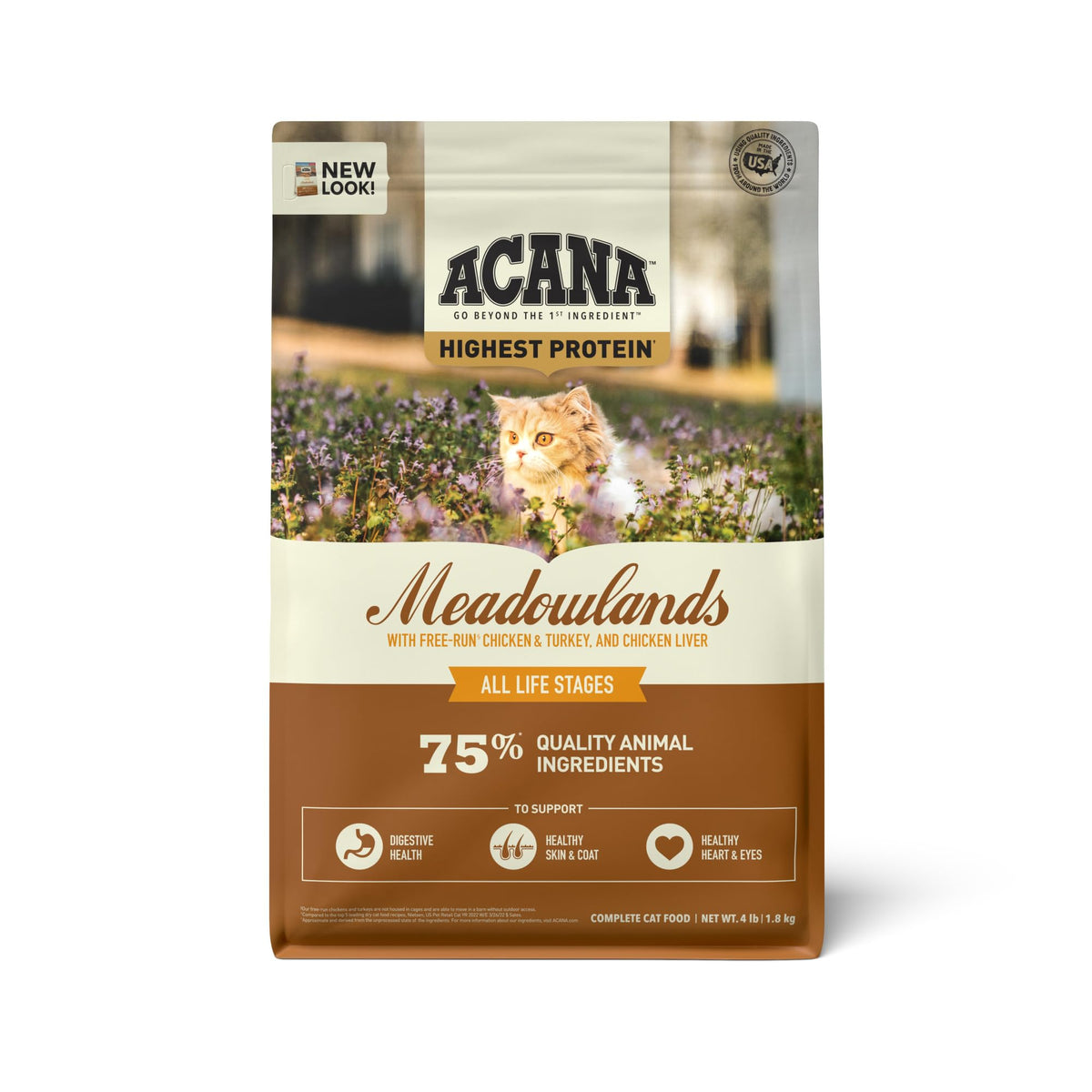 ACANA Meadowlands sac 4 lb croquettes sans céréales pour chat