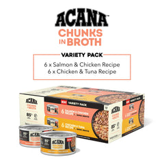 ACANA Morceaux dans le bouillon poulet et thon, texture appétente pour chat.