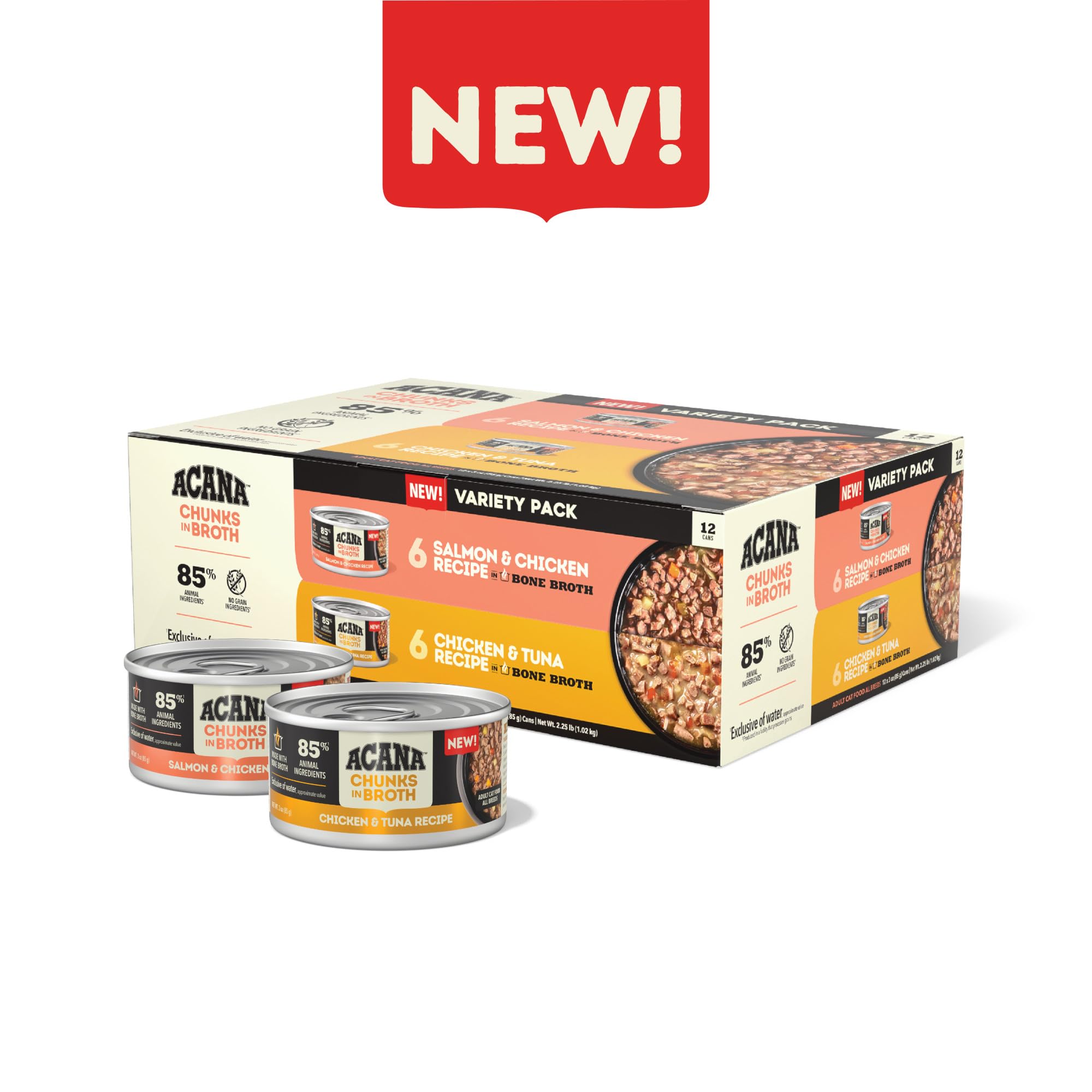 ACANA Pack 12 boîtes, variété pratique pour le quotidien.