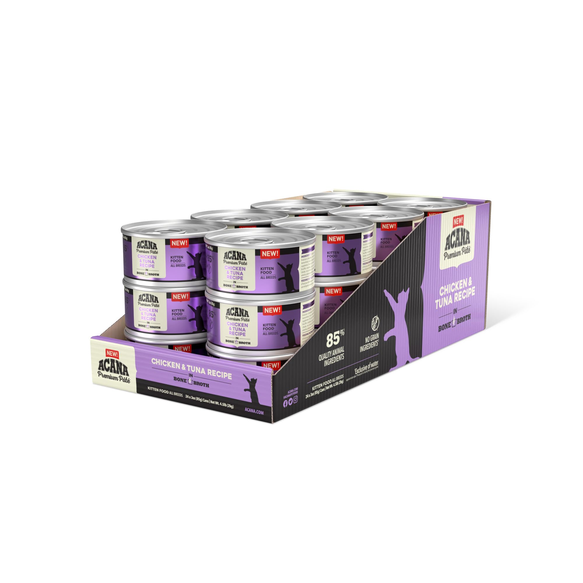 ACANA Premium Pâté Chaton poulet et thon dans bouillon d os, hydratation et goût.