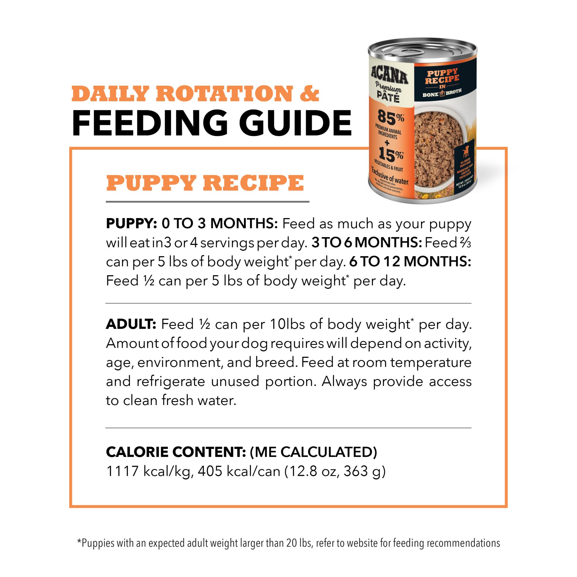ACANA Premium Pate Puppy – Boîtes pratiques pour planification des repas