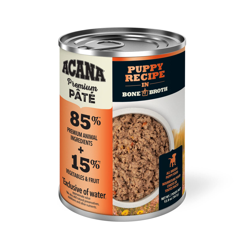 ACANA Premium Pate Puppy – Morceaux de poulet, dinde et hareng pour croissance