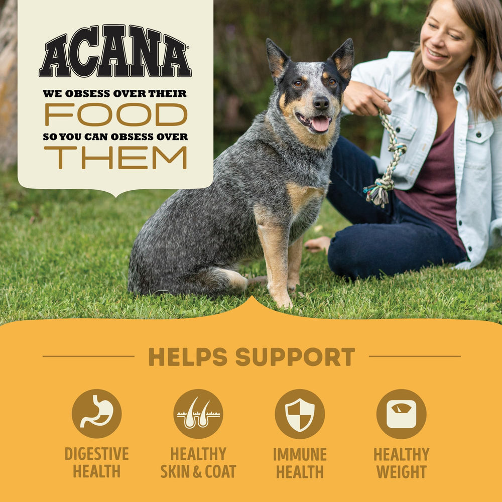 ACANA Protéines Animales Élevage – formulation dense en protéines pour chiens actifs.