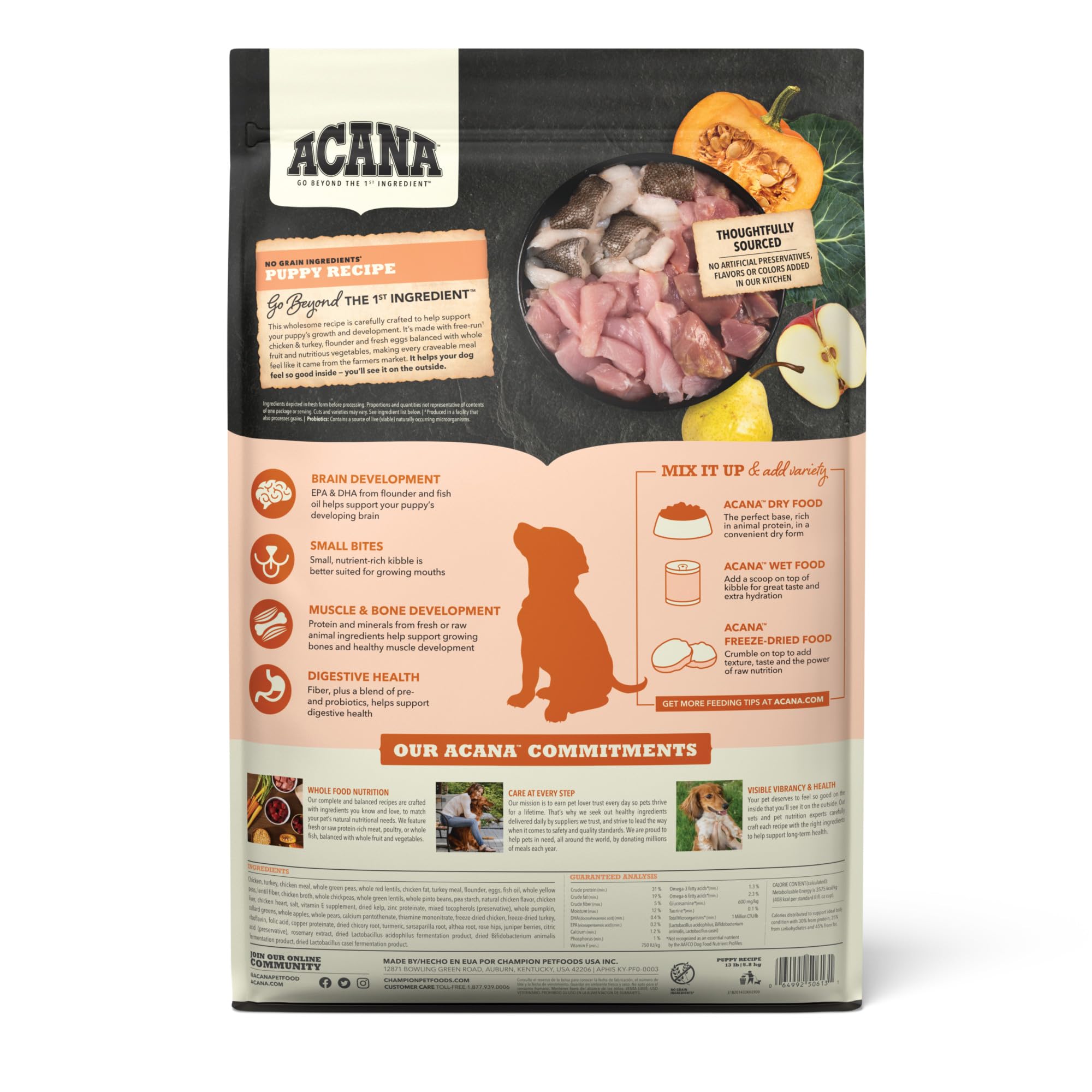 ACANA Recette Chiots Sans Céréales, protéines élevées pour le développement