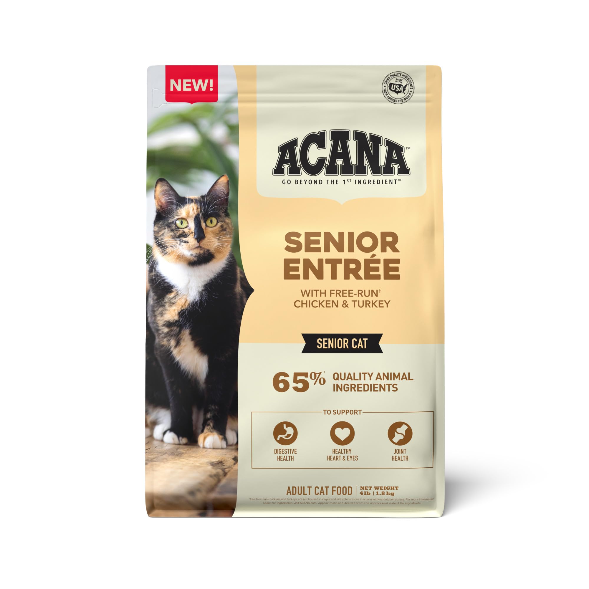 ACANA Senior Entrée croquettes 65% protéines pour chats seniors, goût riche et satisfaisant