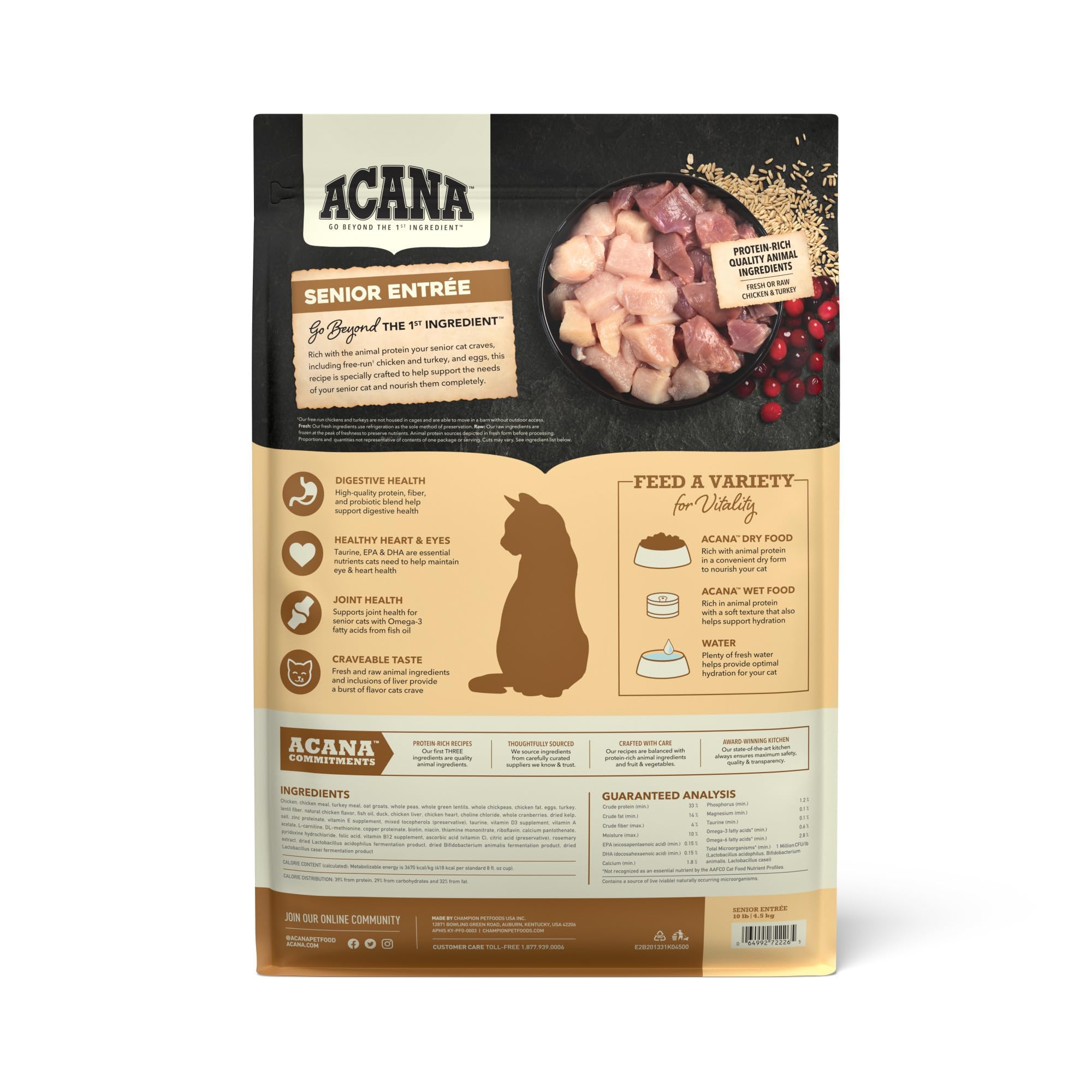 ACANA Senior Entree 65% protéines animales pour seniors, texture croquante